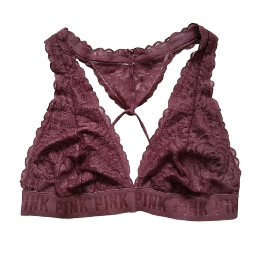 Pink Lace Trim Bralette XS